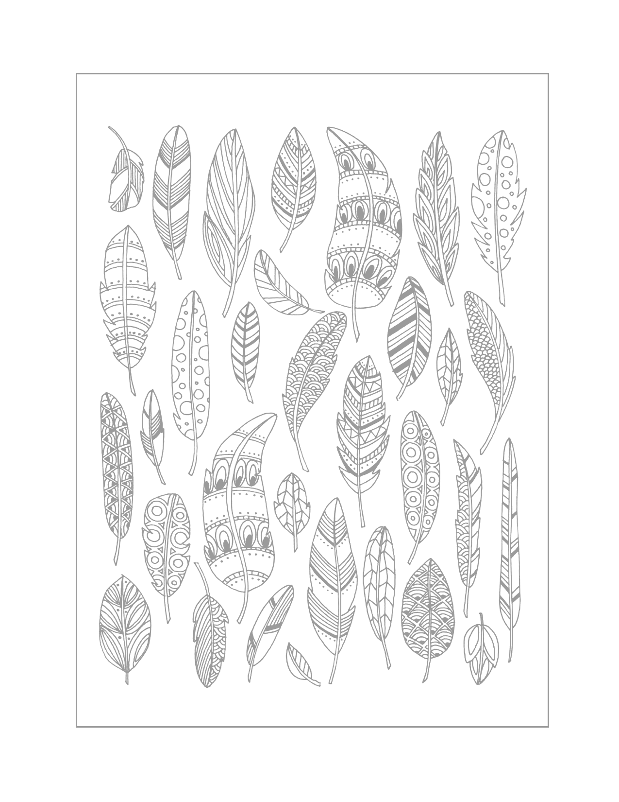 Feather Traceable Coloring Sheet