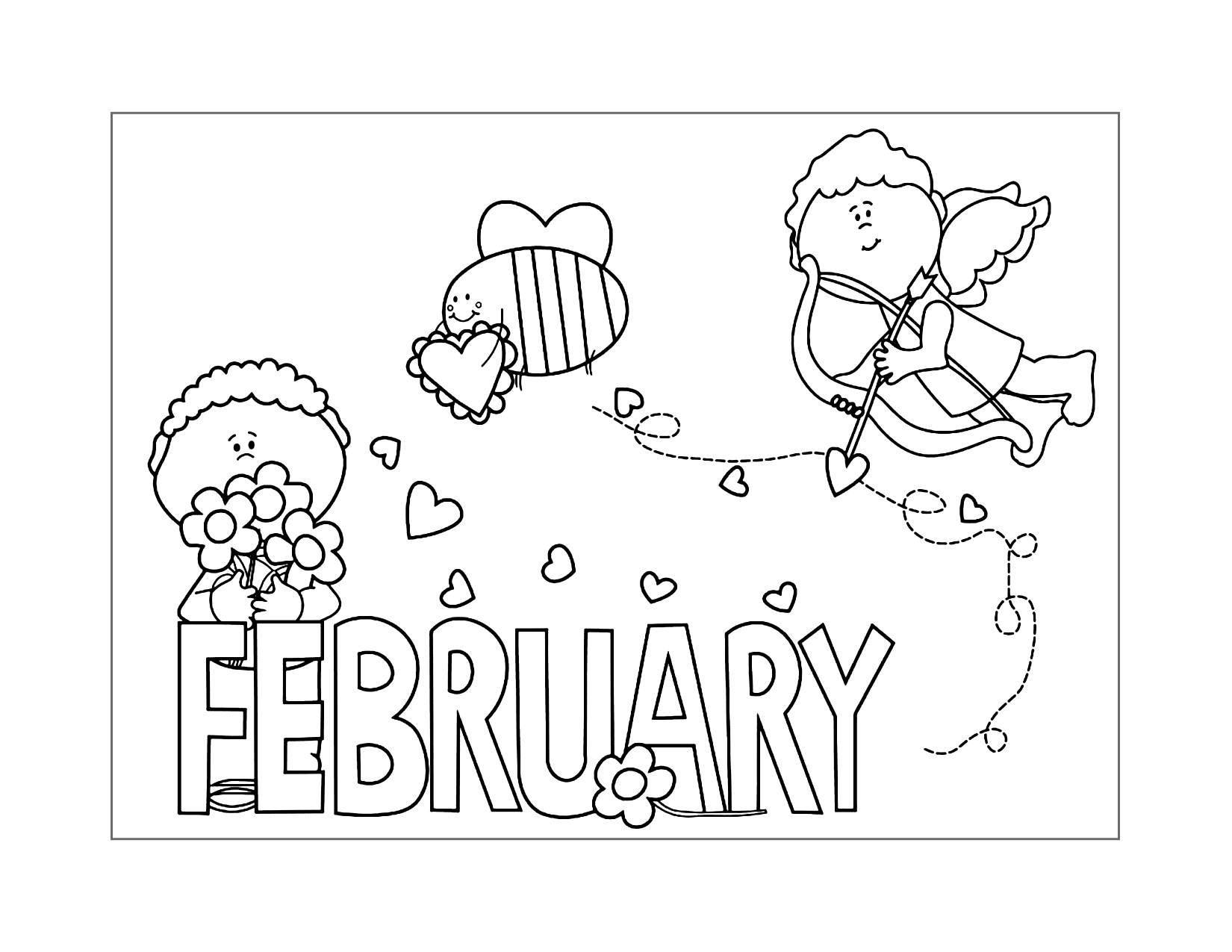 February Cupid Coloring Page