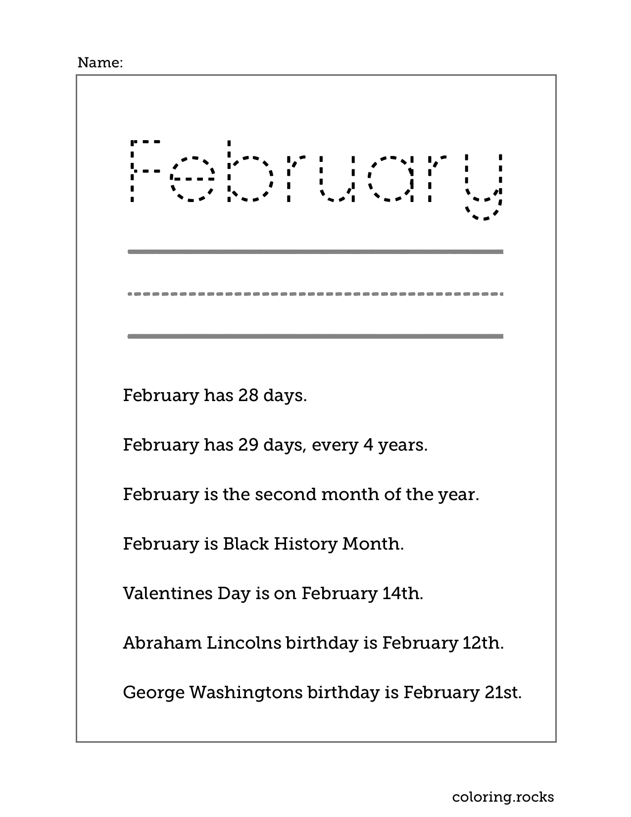 February Worksheet