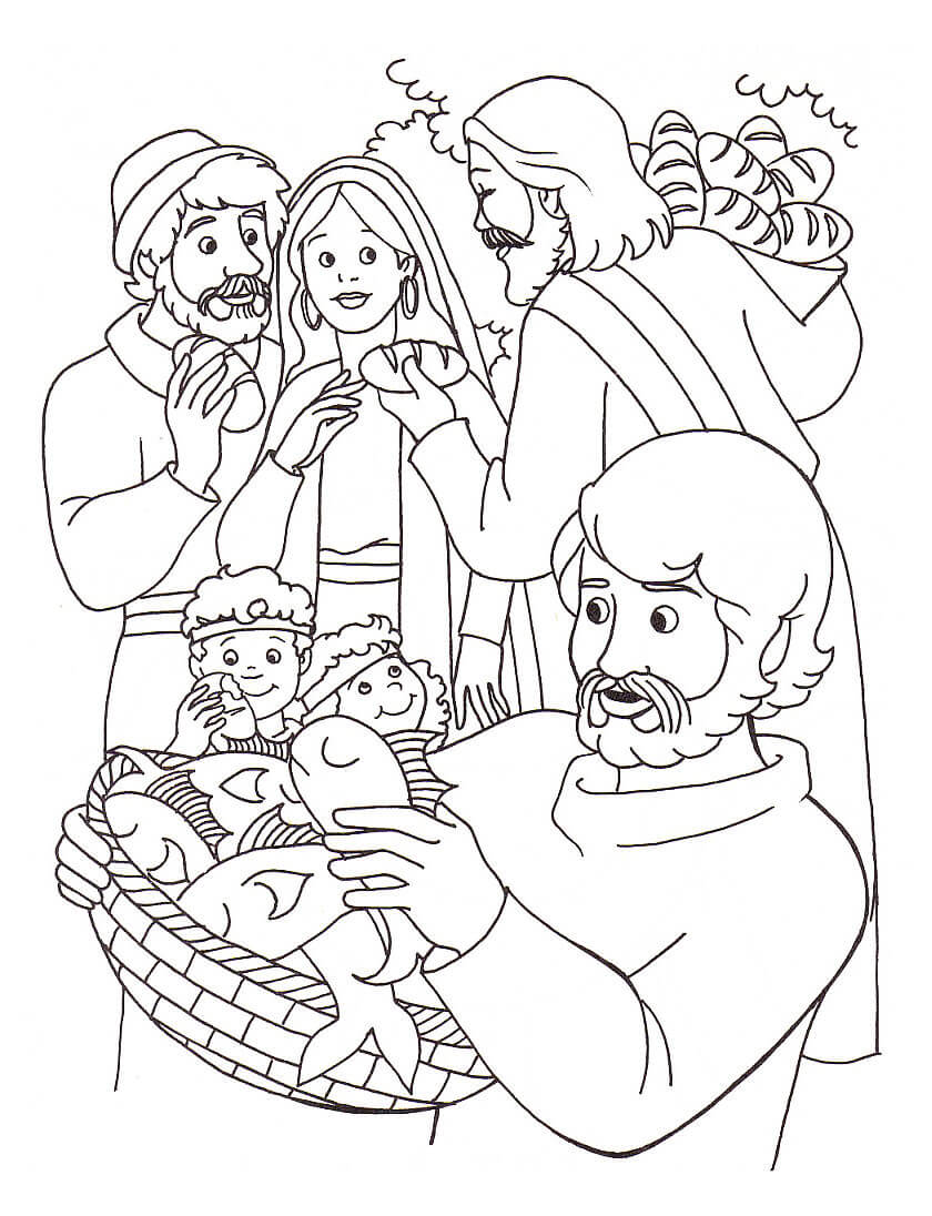 Feeding the Multitude Bible Coloring Pages
