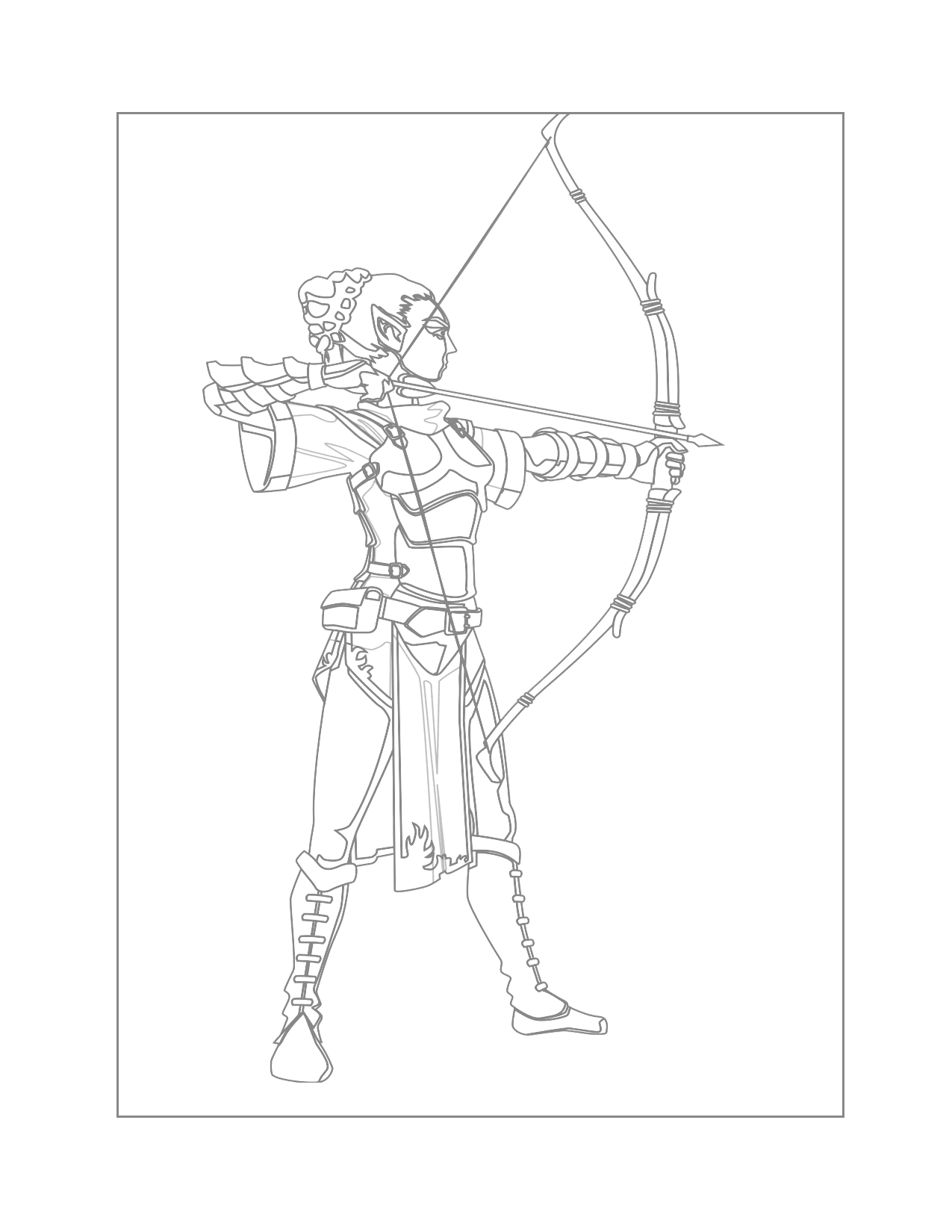 Female Elf Archery Coloring Page