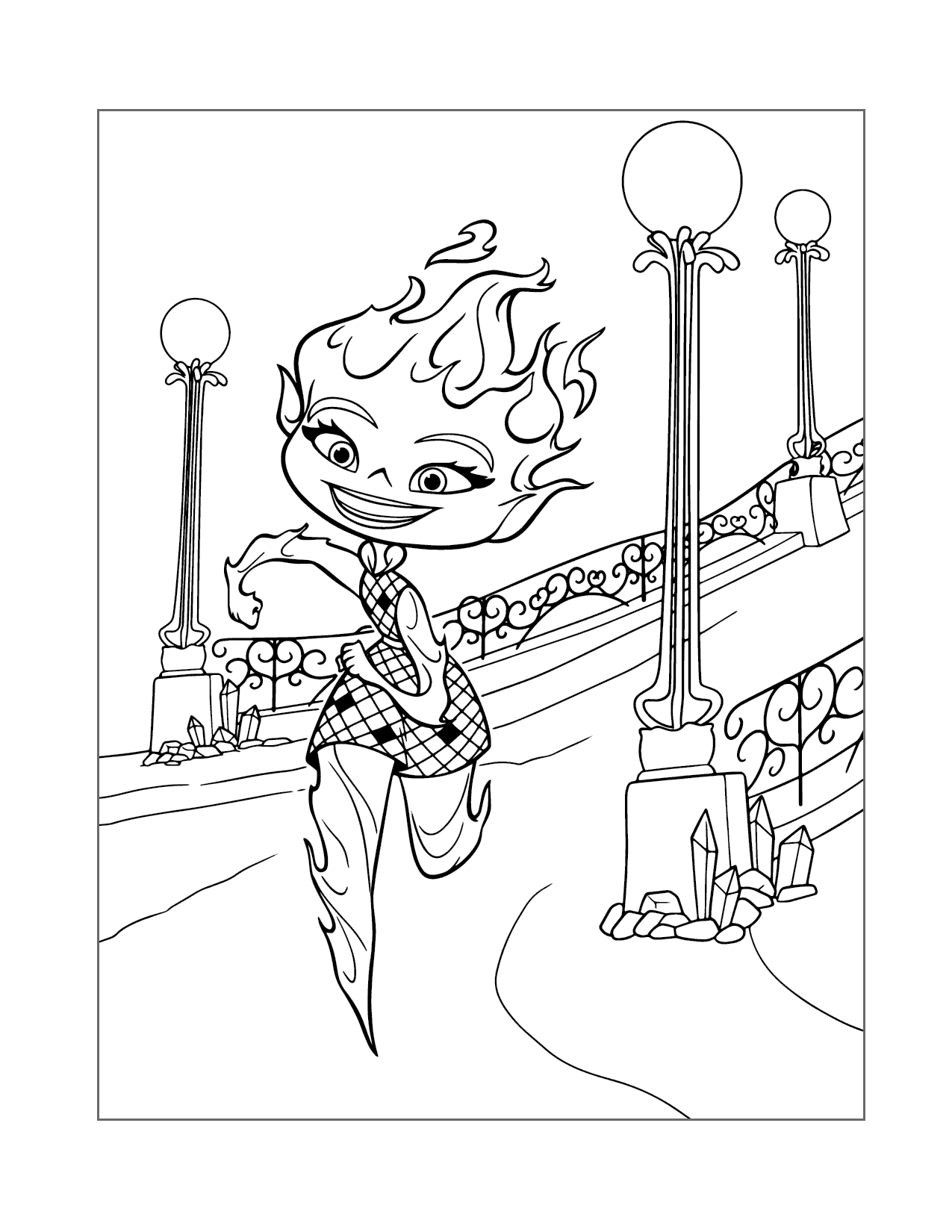 Fiery Ember Elemental Coloring Page