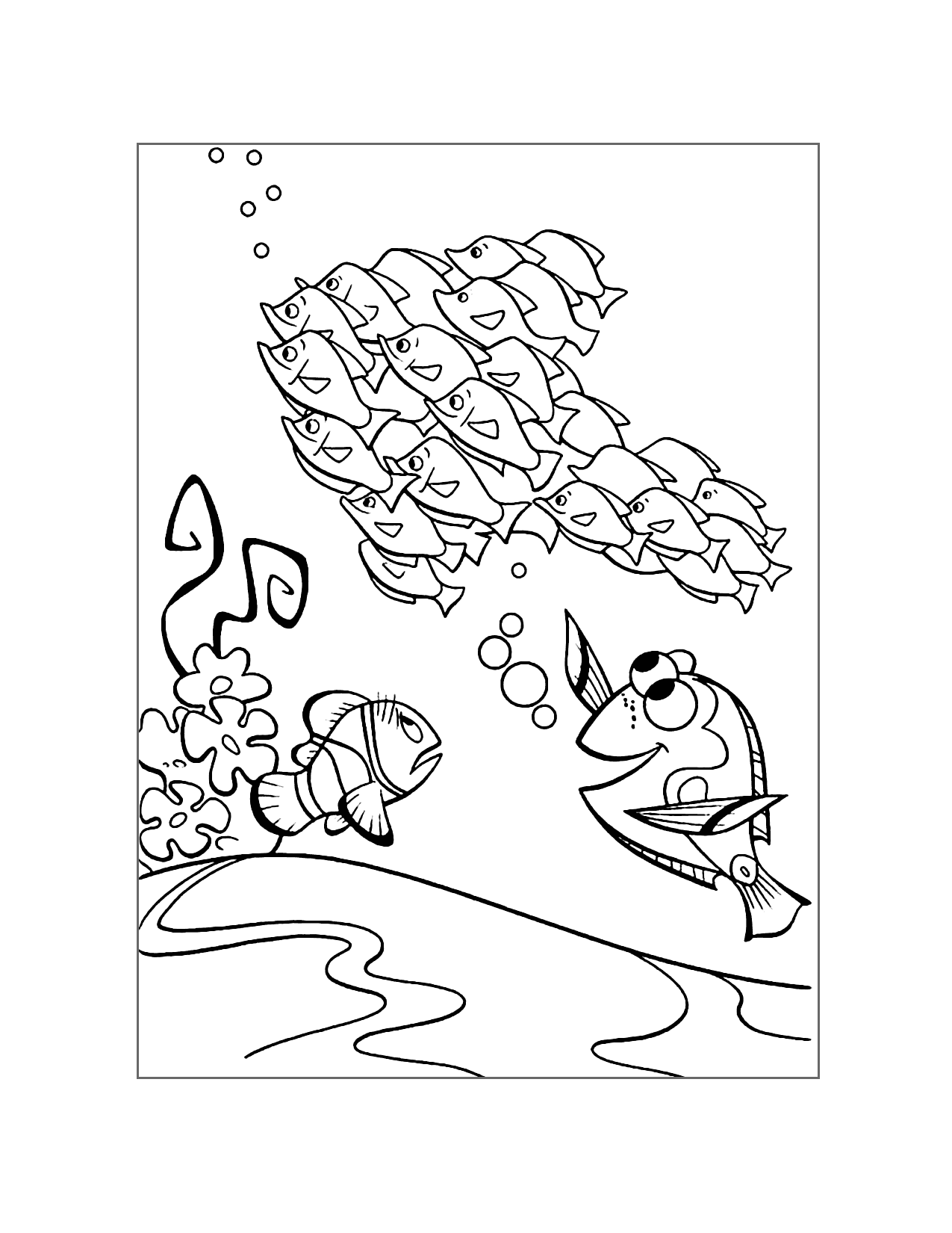 Finding Nemo School Of Fish Coloring Page