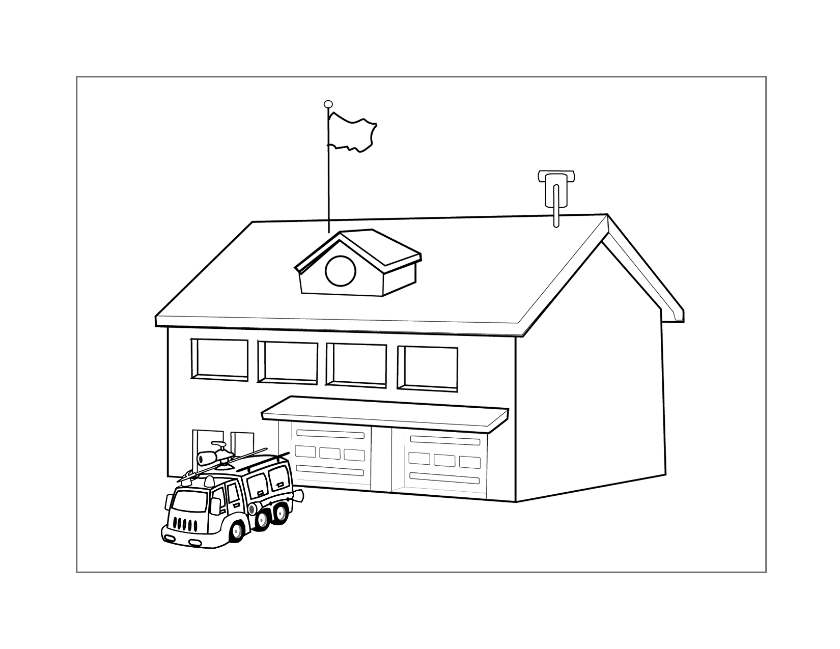 Fire House Coloring Page