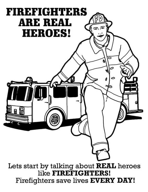 Fire Safety Fire Truck Coloring Sheet