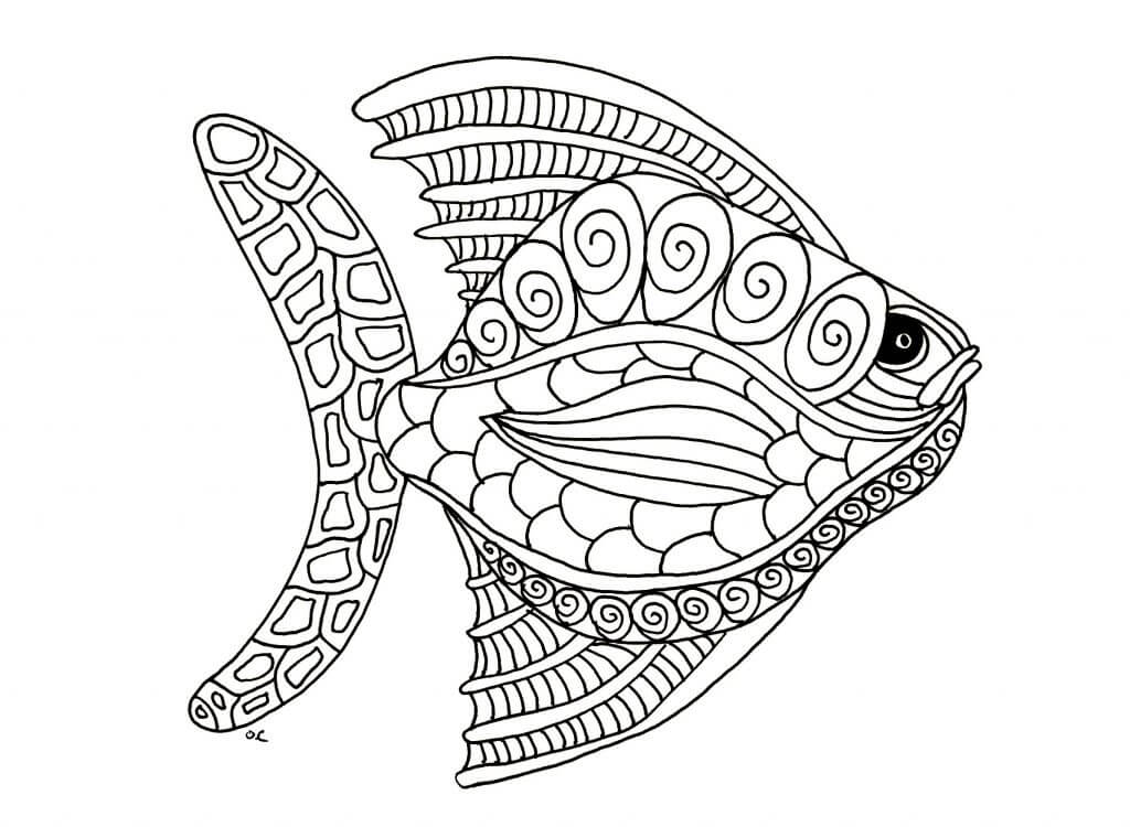 Fish Pattern Coloring Page For Adults