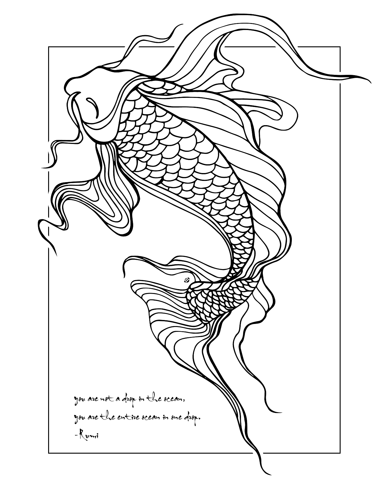 Fish With Saying Coloring Page For Adults