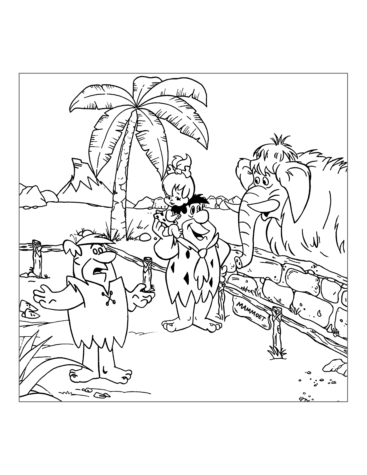 Flintstones At The Zoo Coloring Page