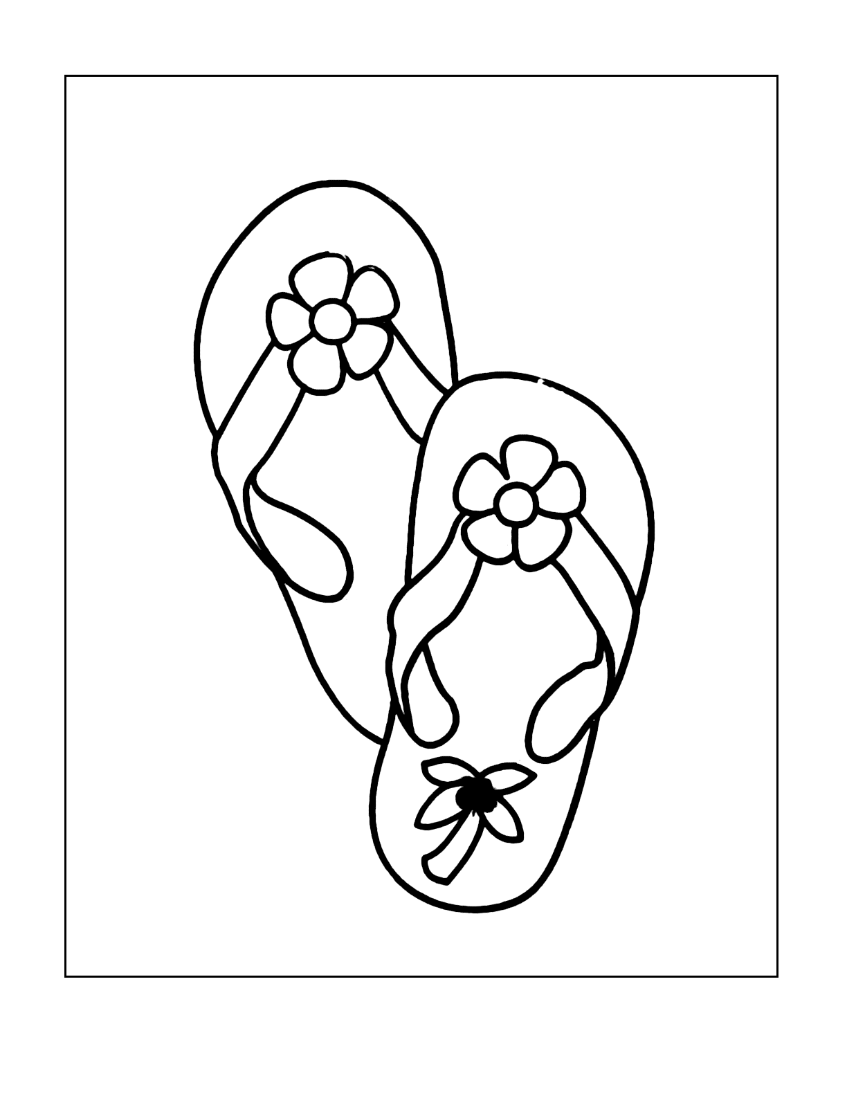 Flip Flops With Daisy Flowers Coloring Page