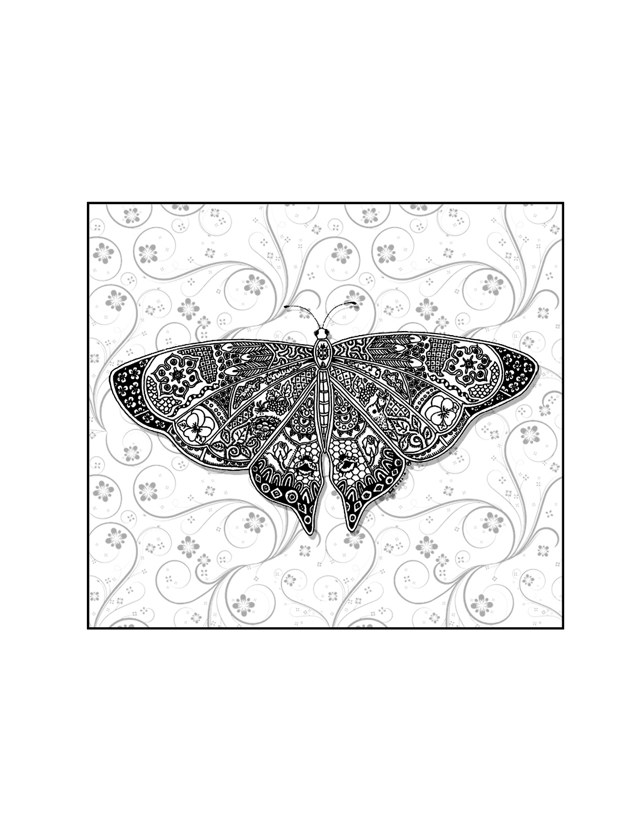 Floral Butterfly Coloring Page