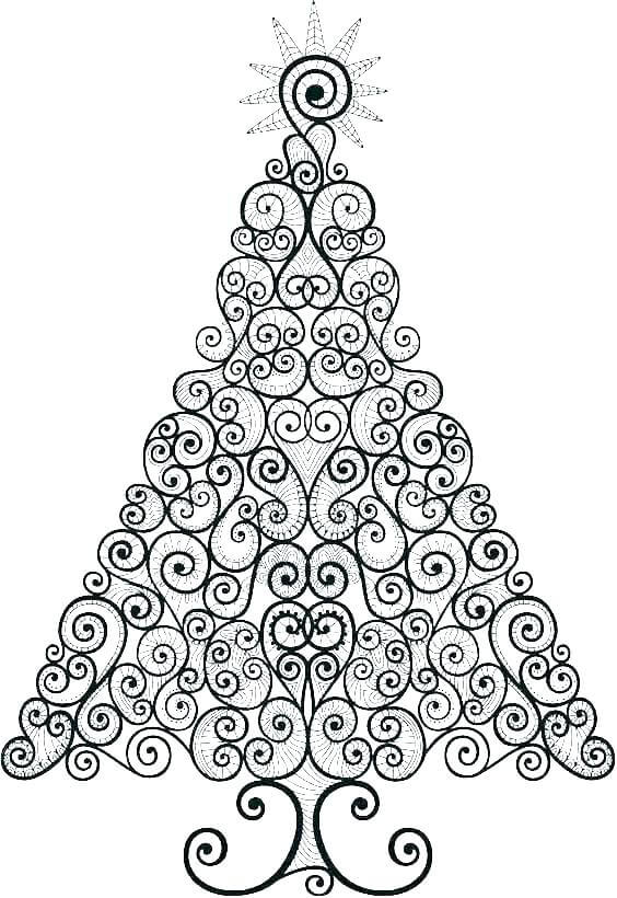 Floral Christmas Tree Coloring Page