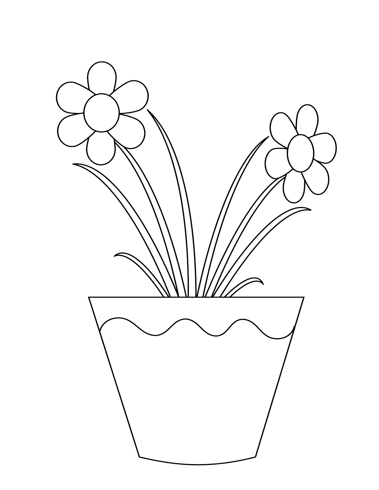 Flower Pot Of Daisies Coloring Page