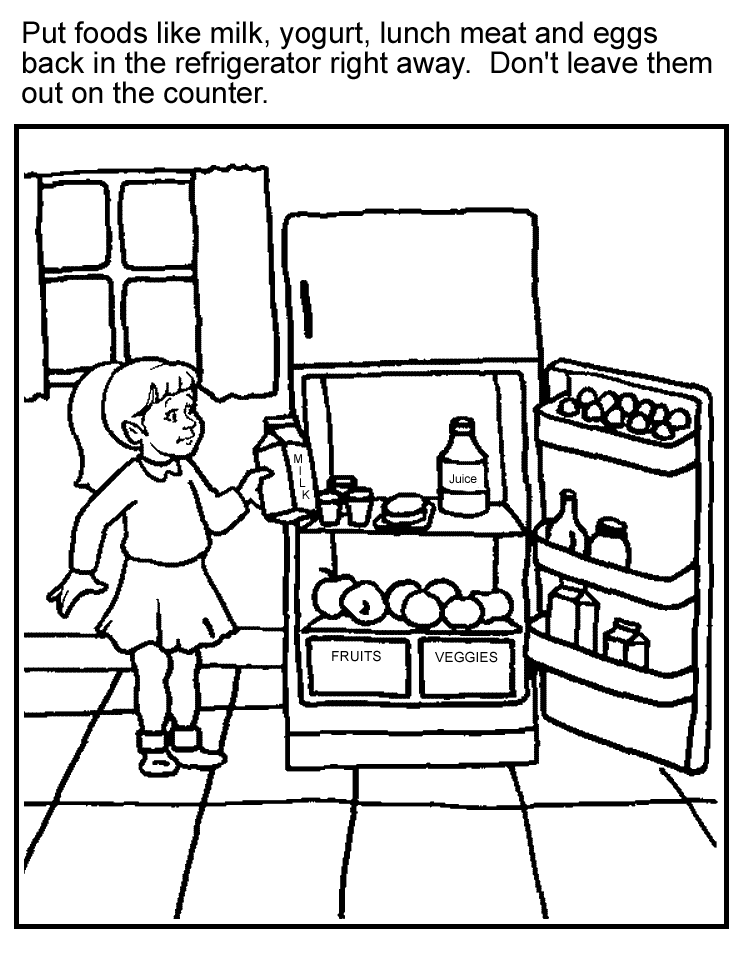 Foods In The Fridge Coloring Pages