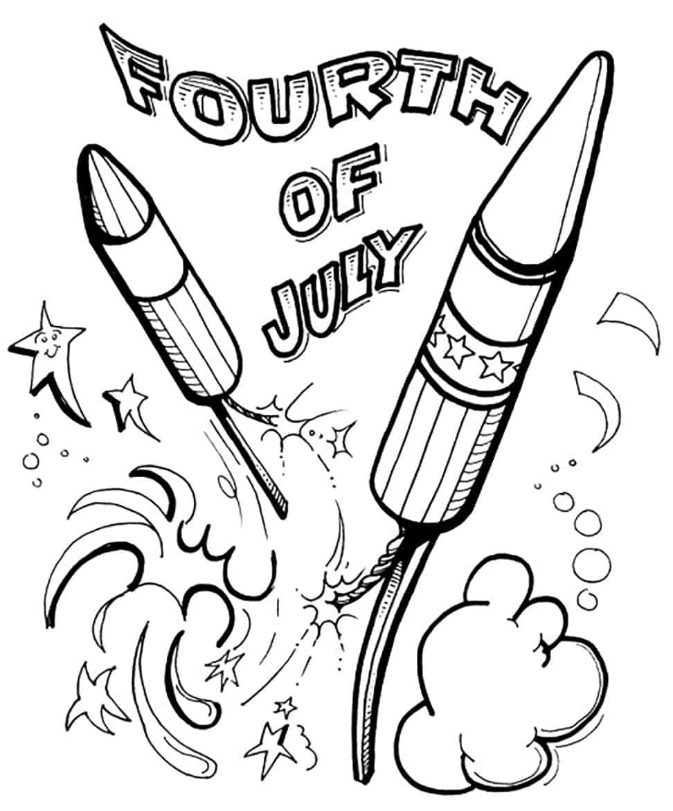 Fourth of July Fireworks Coloring Page