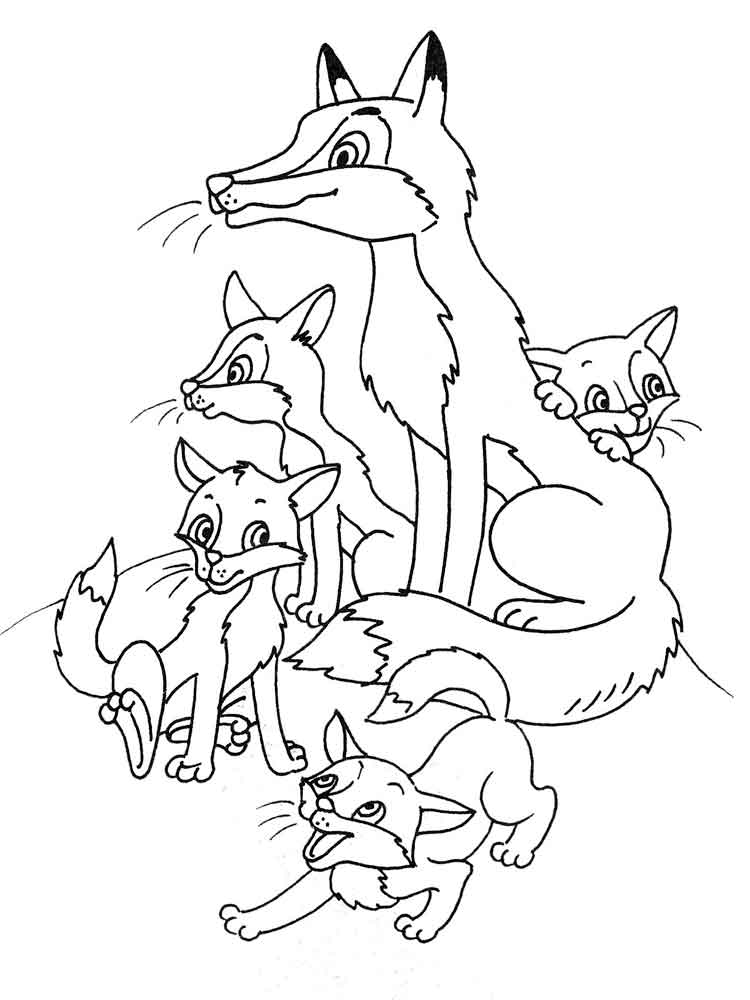 Fox Family Coloring Page