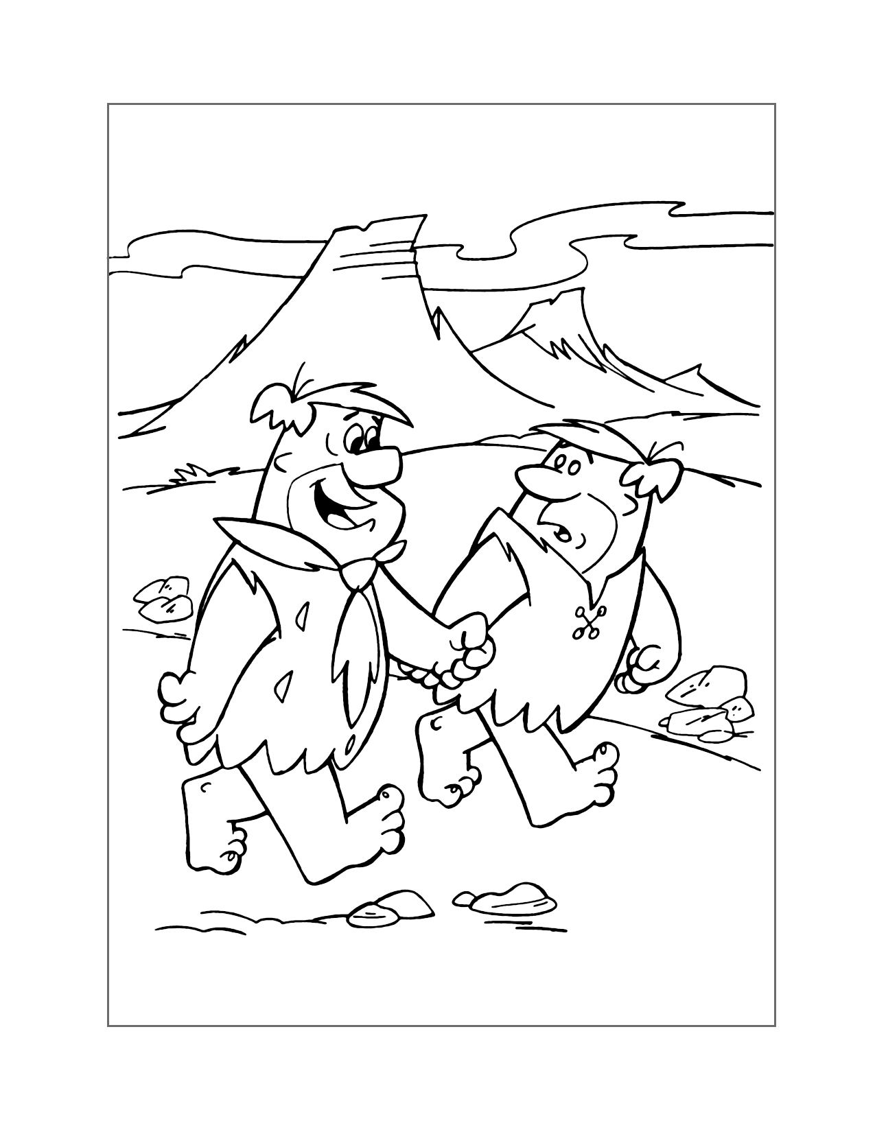 Fred Flinstone And Barney Rubble Coloring Page