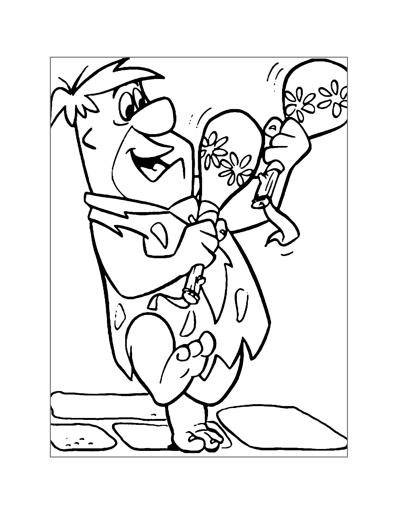 Fred Flintstone Dancing With Maracas Coloring Page