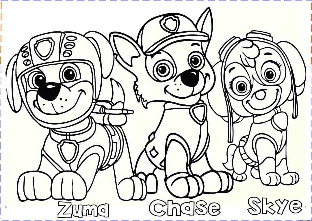 Free Paw Patrol Characters Coloring Page