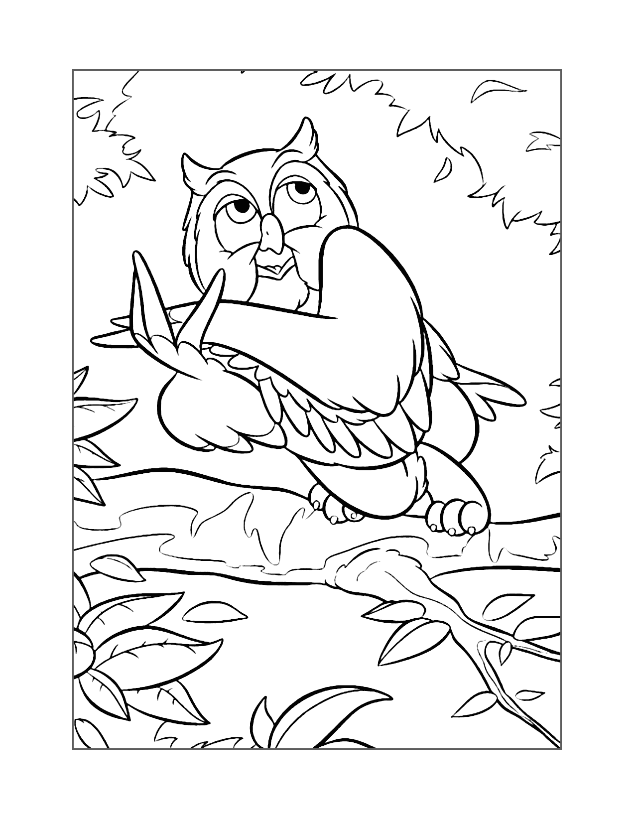 Friend Owl Bambi Coloring Page