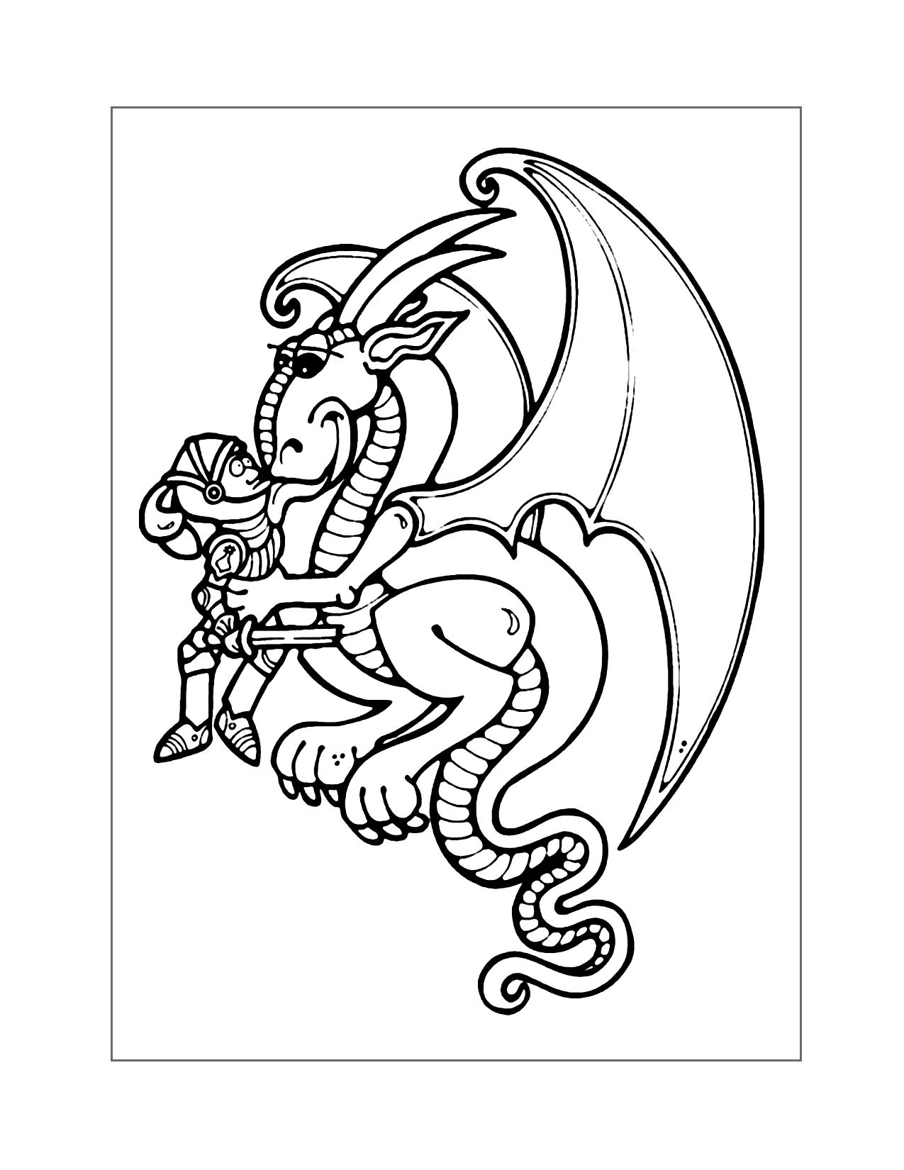 Friendly Medieval Dragon Coloring Page