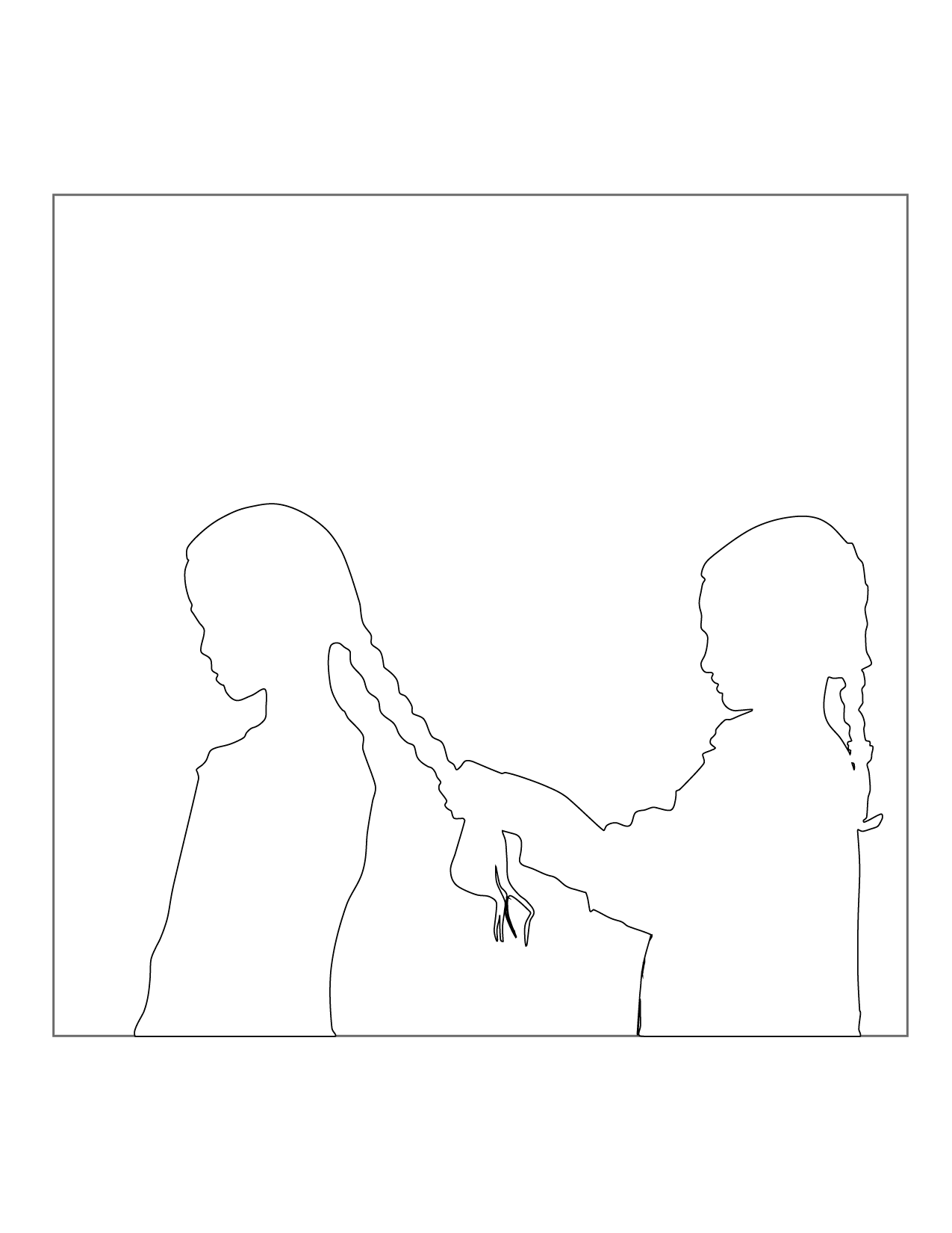 Friends Braiding Hair Coloring Page