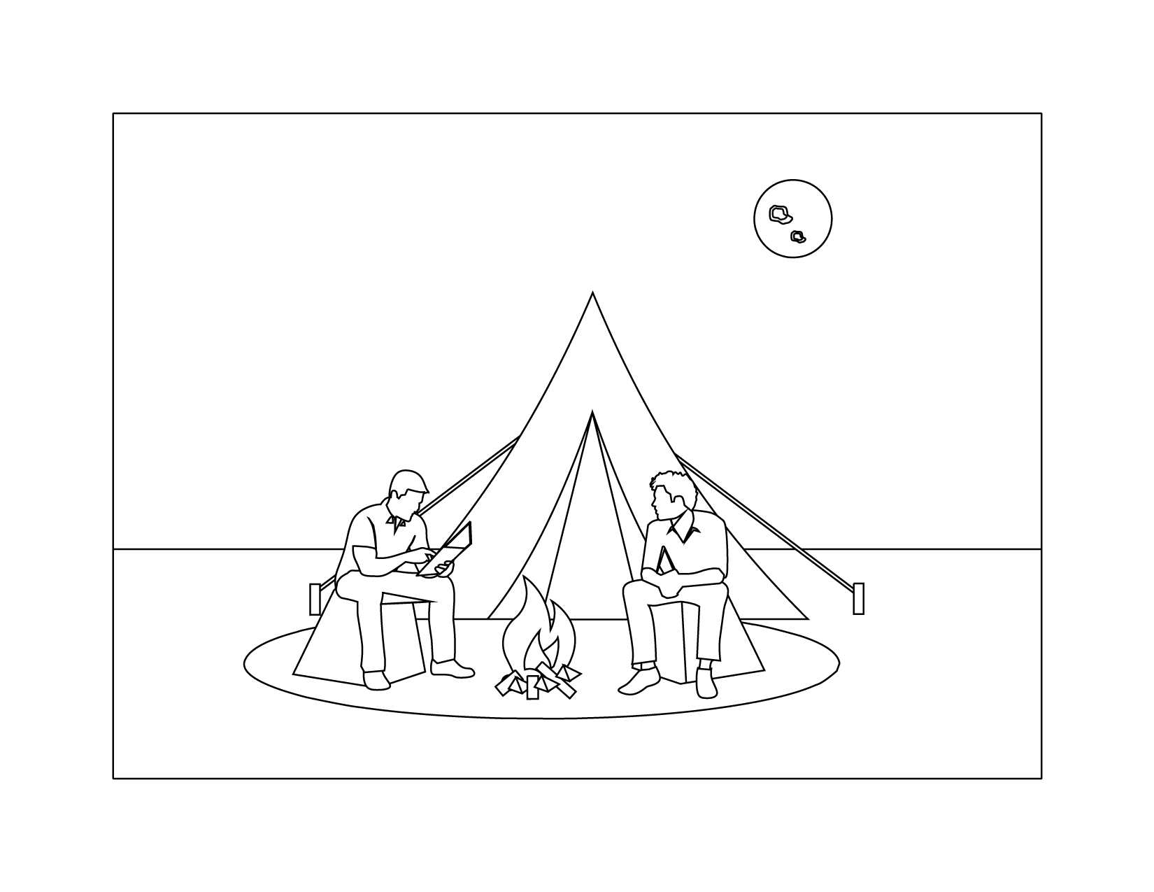 Friends Camping Coloring Page