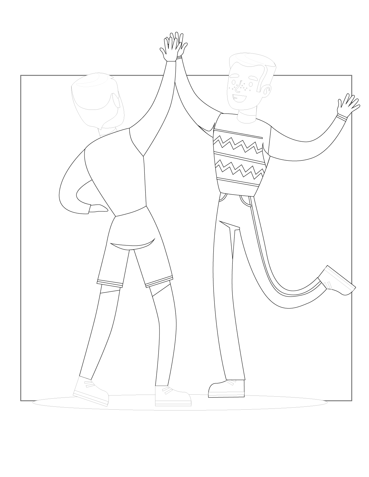 Friends High Five Coloring Page