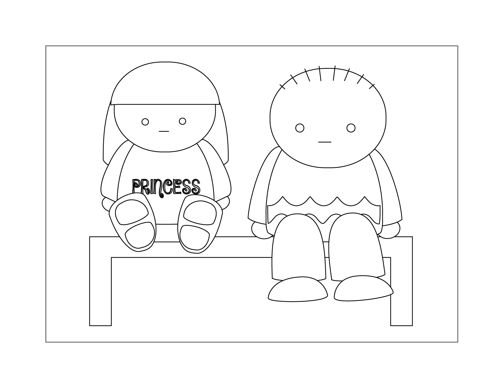 Friends Sitting Together Coloring Page
