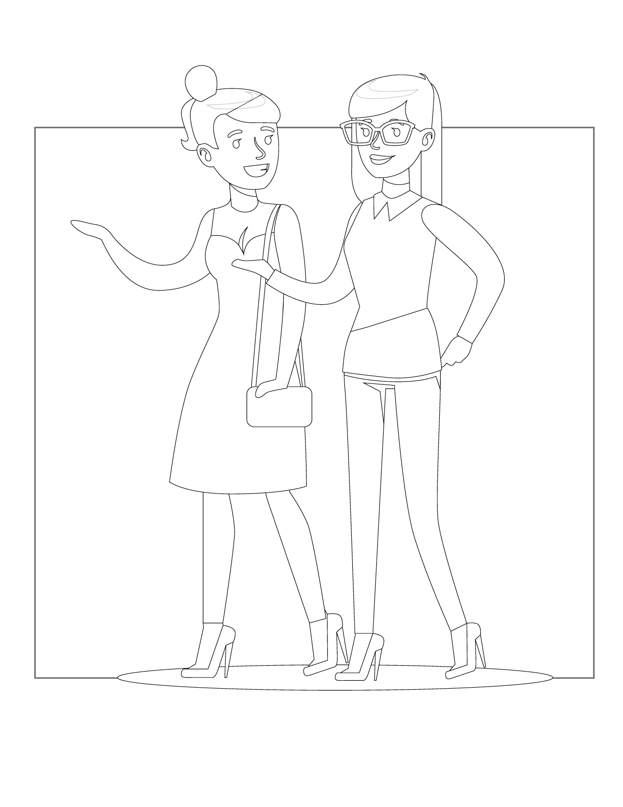 Friends Walking And Talking Coloring Page