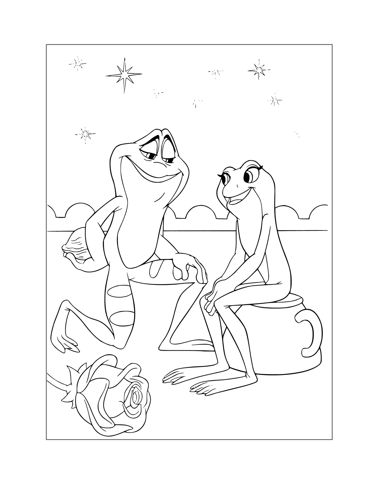 Frog Naveen Proposes Coloring Page