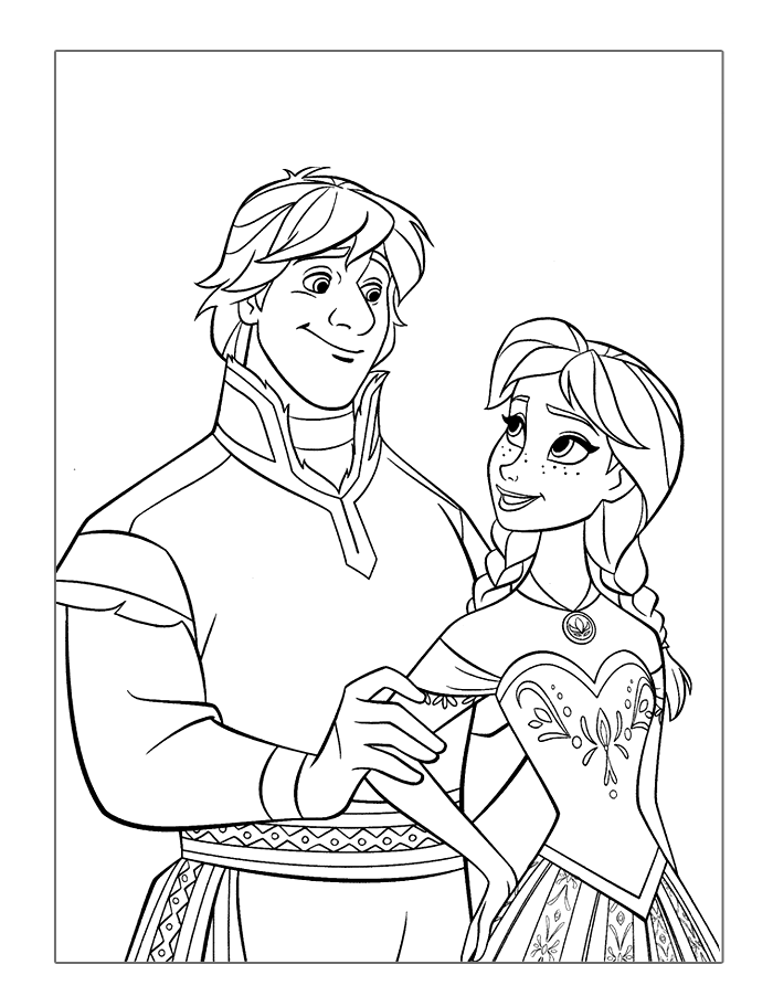 Frozen Coloring Pages Anna And Kristoff