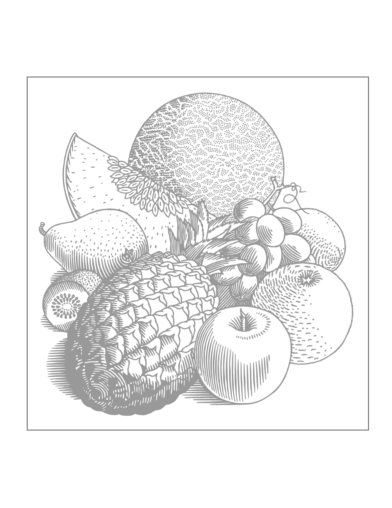 Fruit Tracing And Coloring Page