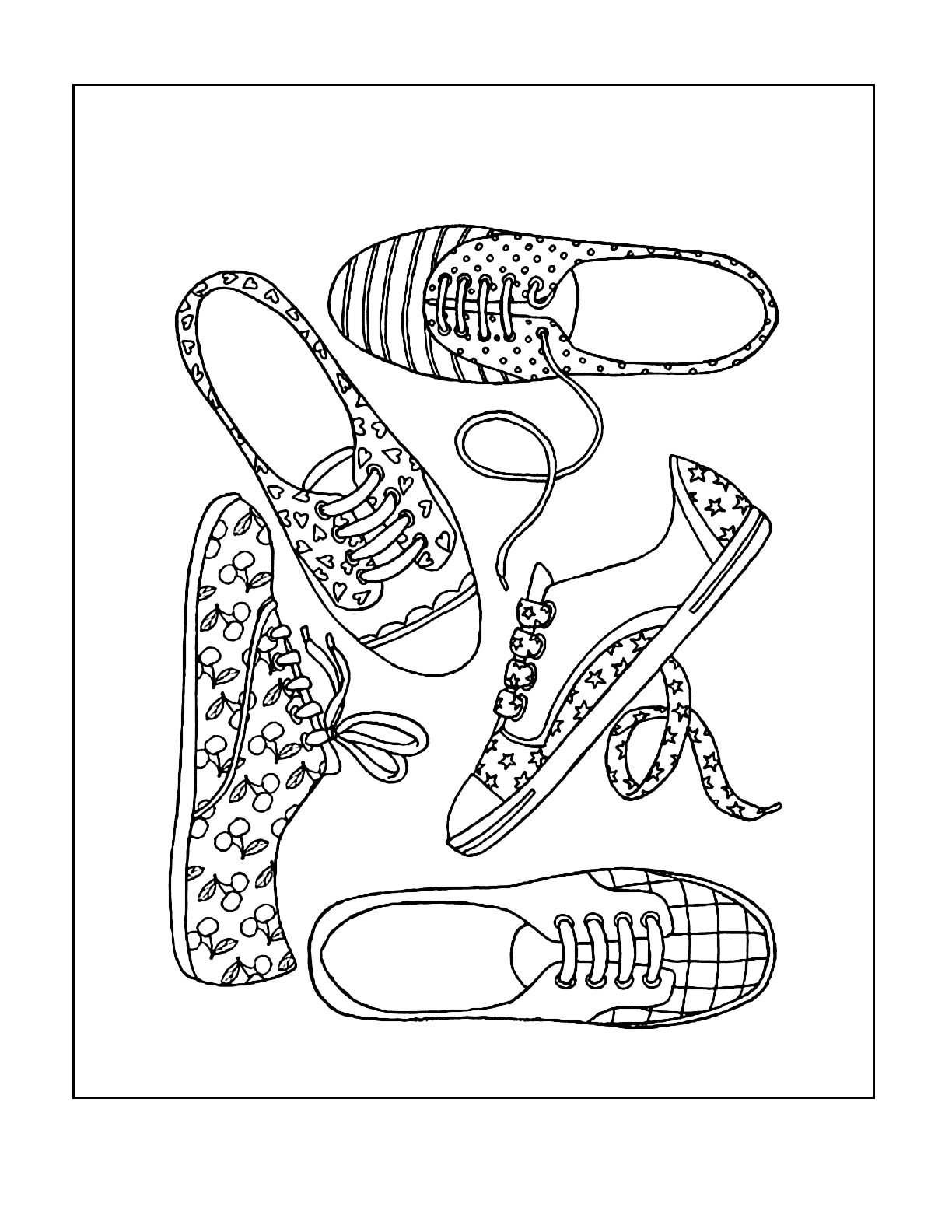 Fun Assortment Of Shoes Coloring Page