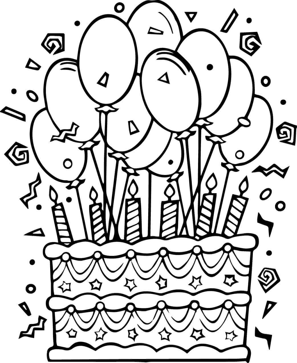 Fun Birthday Cake Coloring Pages