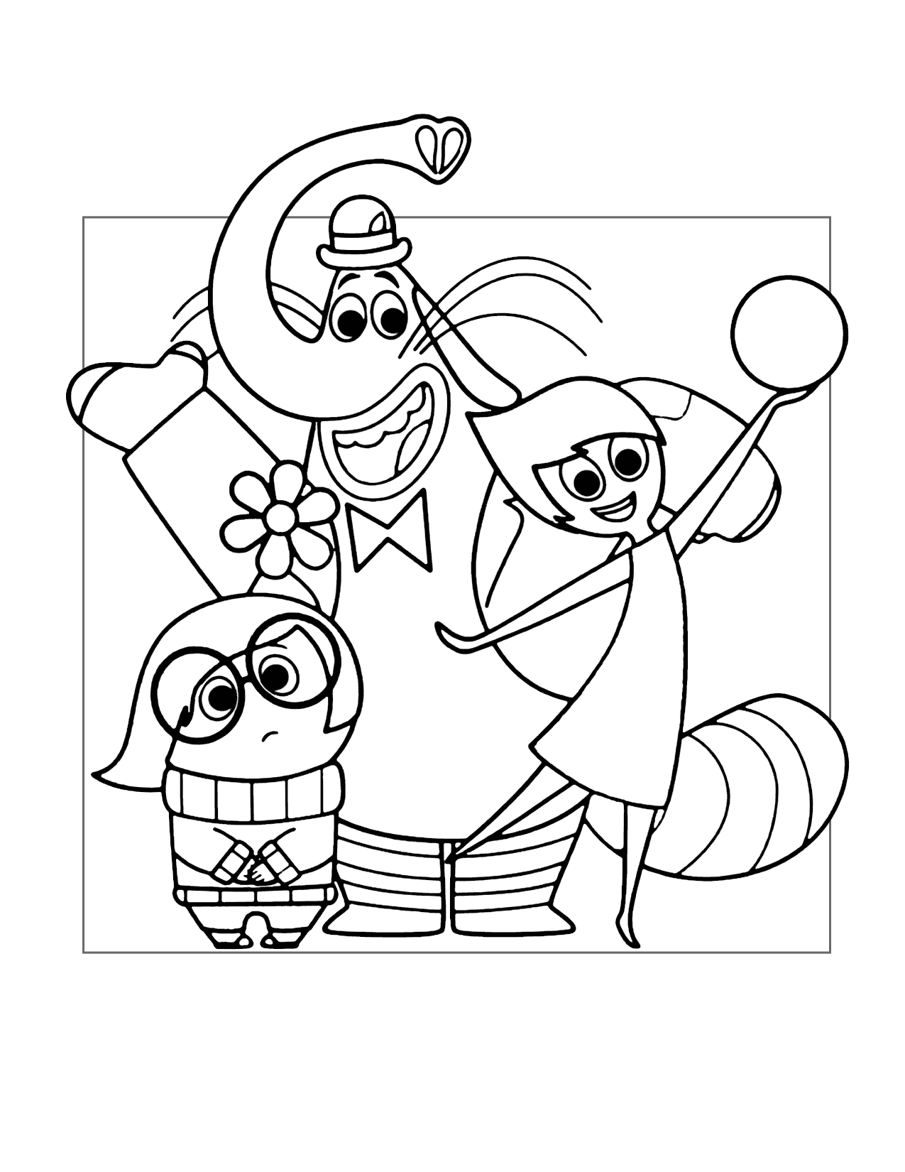 Fun Inside Out Characters Coloring Page