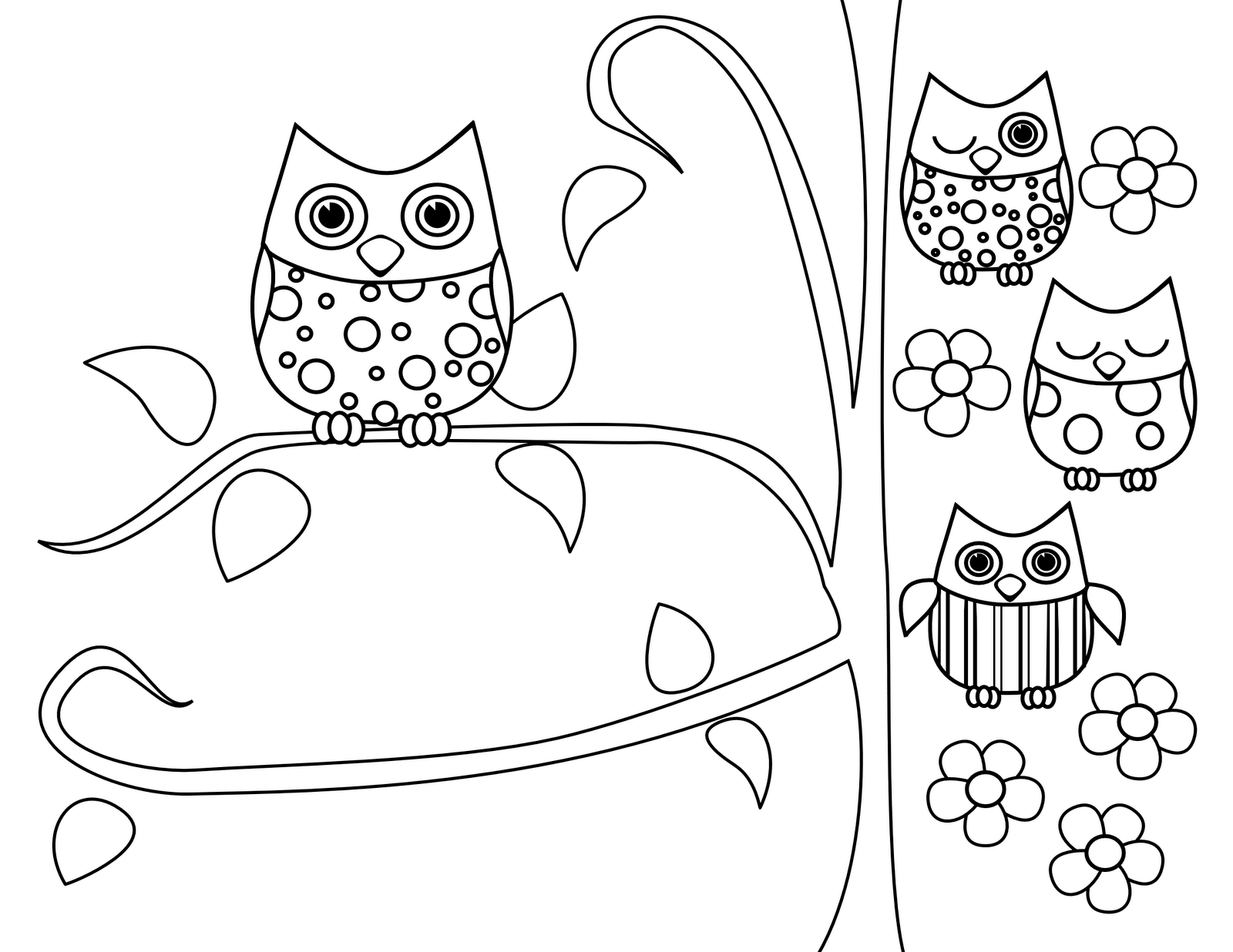 Fun Owls Coloring Pages