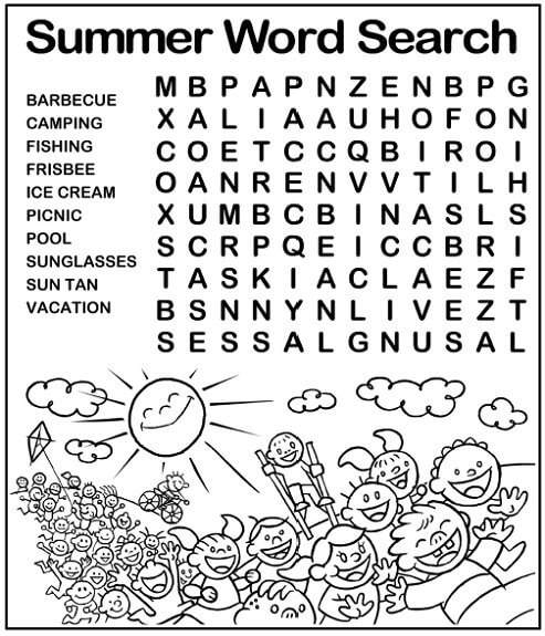 Fun Summer Word Search Puzzles