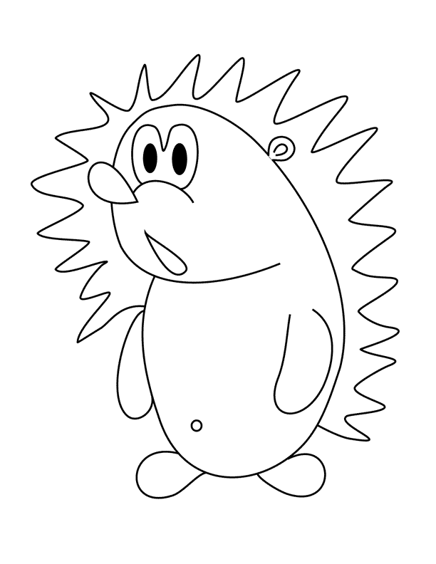 Funny Cartoon Hedgehog Coloring Page
