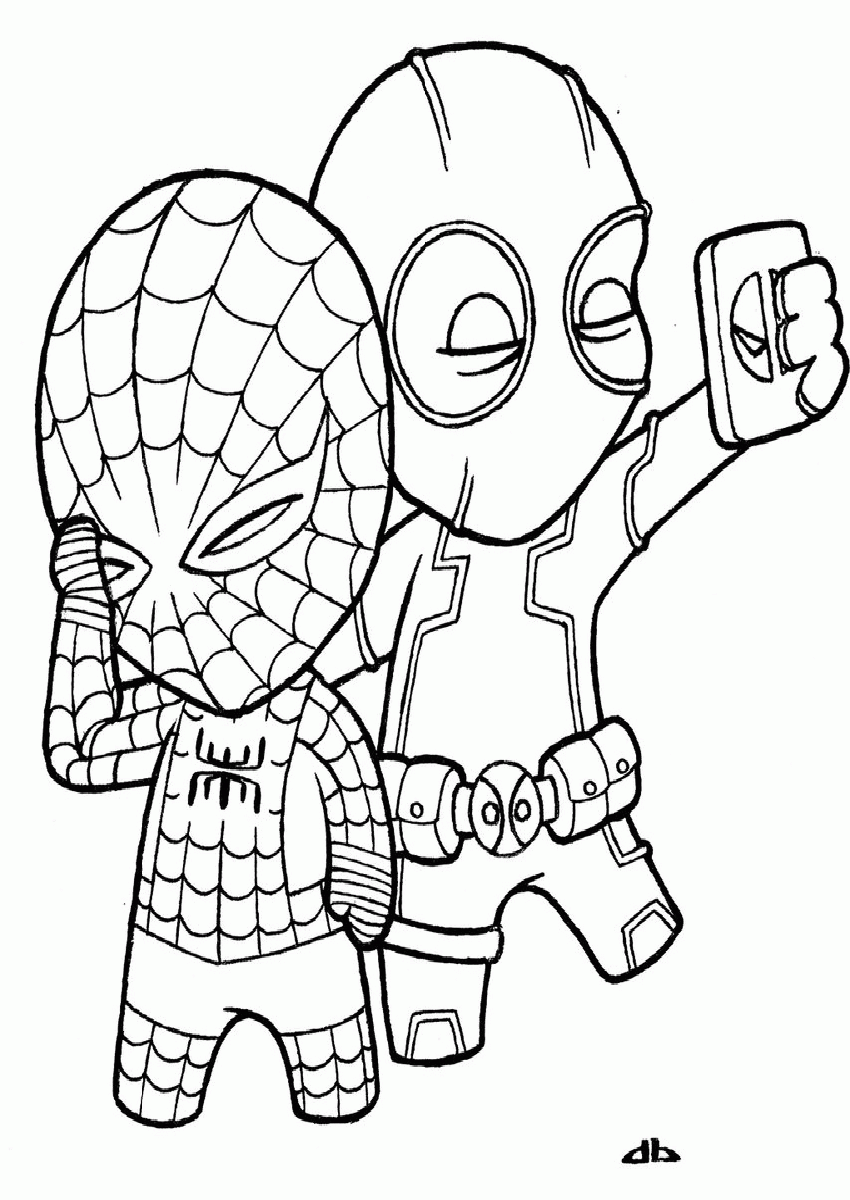 Funny Deadpool Chibi Coloring Page