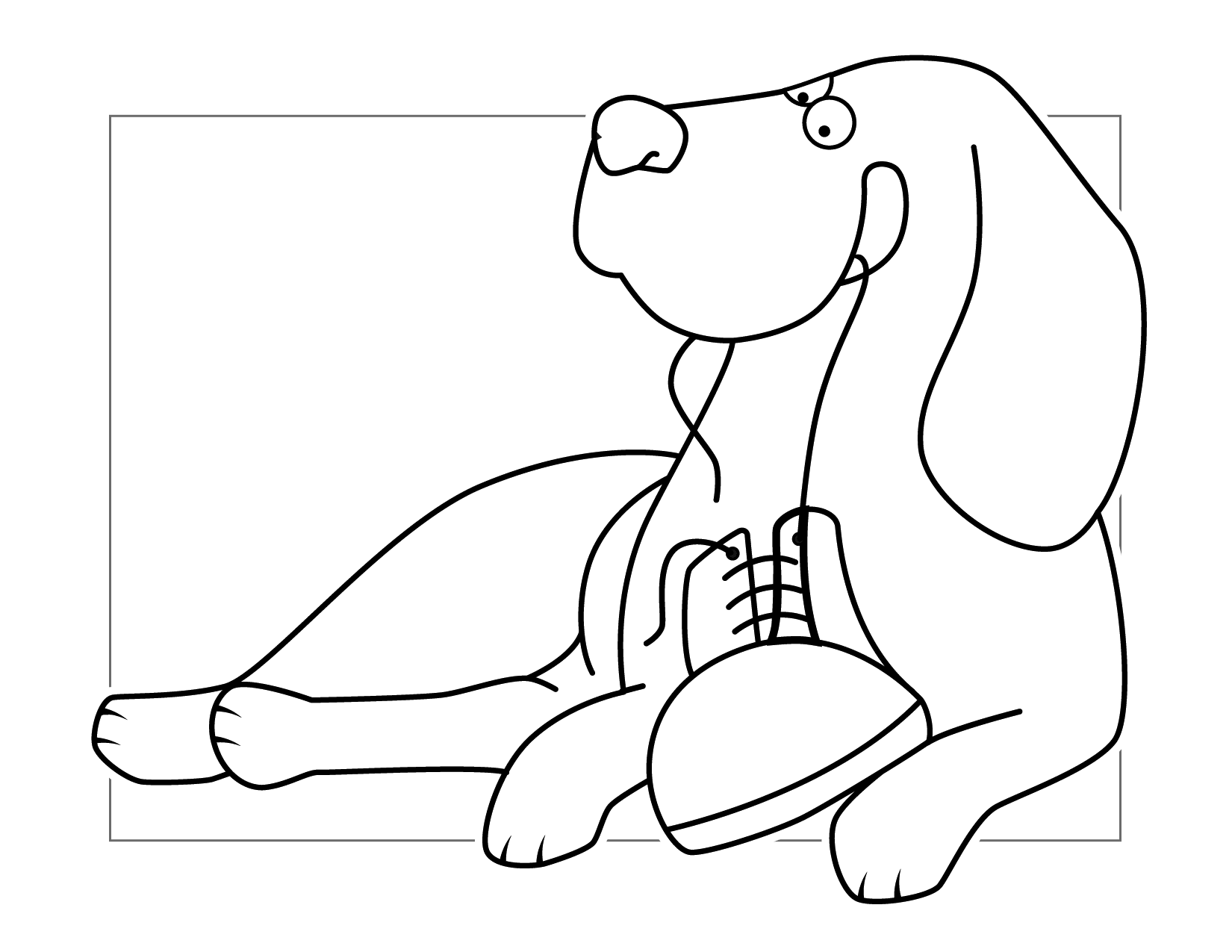 Funny Dog Eating A Shoe Coloring Page