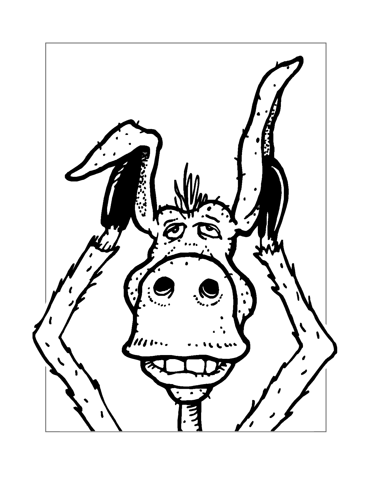 Funny Donkey Coloring Page
