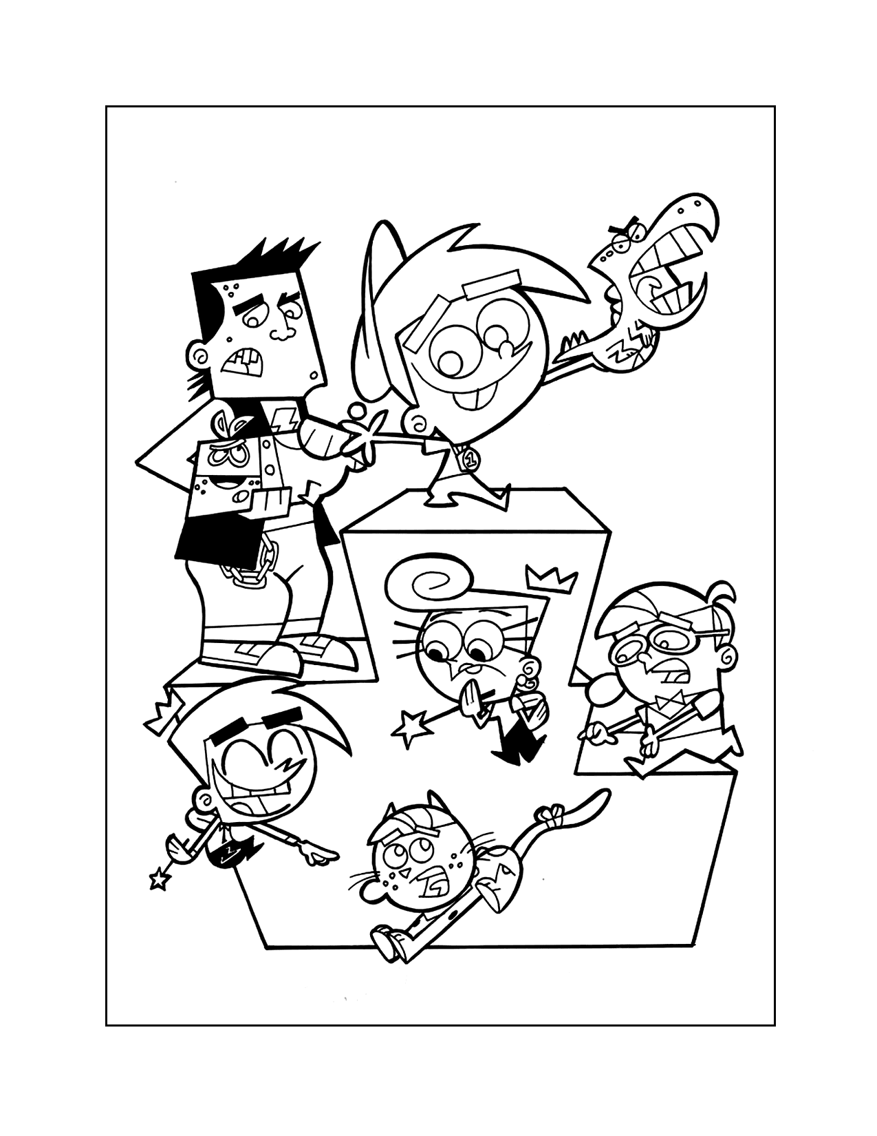 Funny Fairly Odd Parents Characters Coloring Page