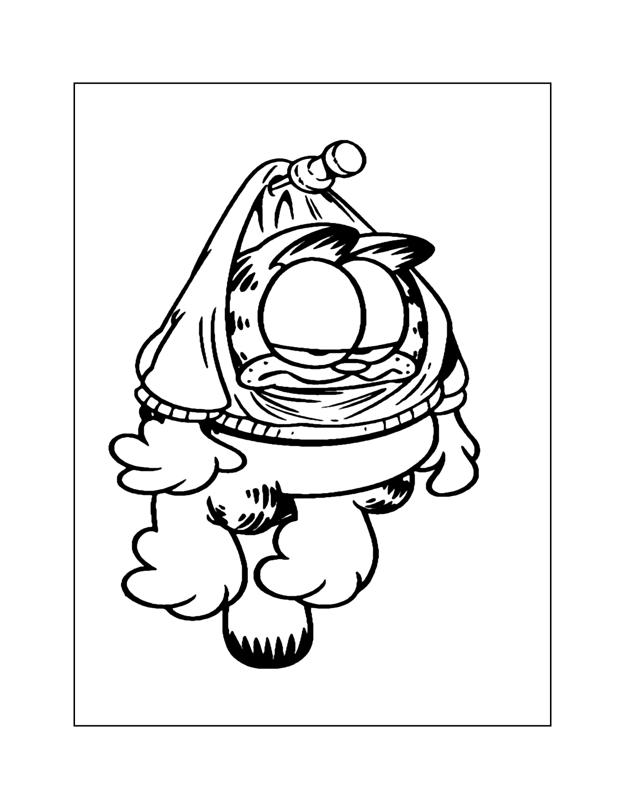 Funny Garfield Hanging By A Pin Coloring Page