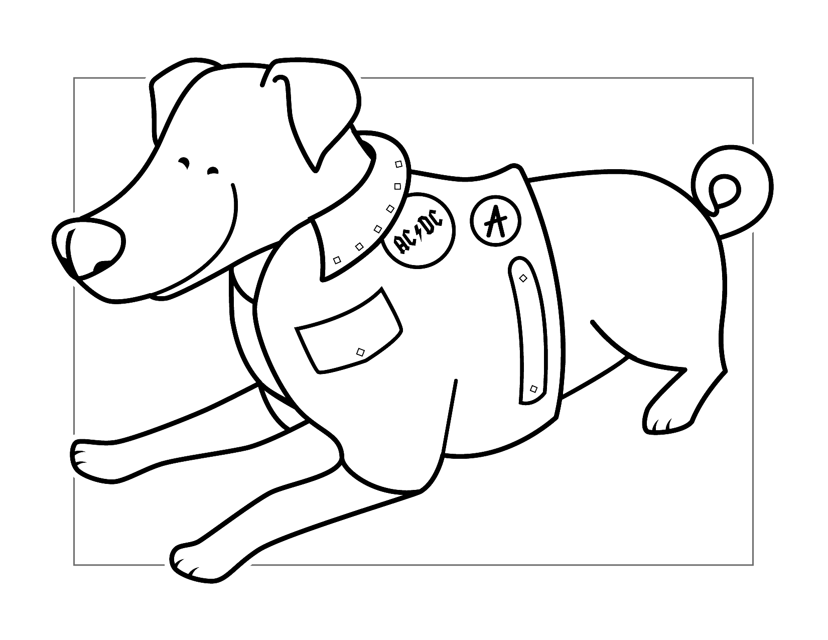 Funny Rocker Dog Coloring Page