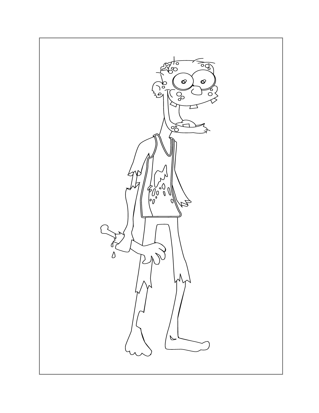 Funny Zombie Coloring Page