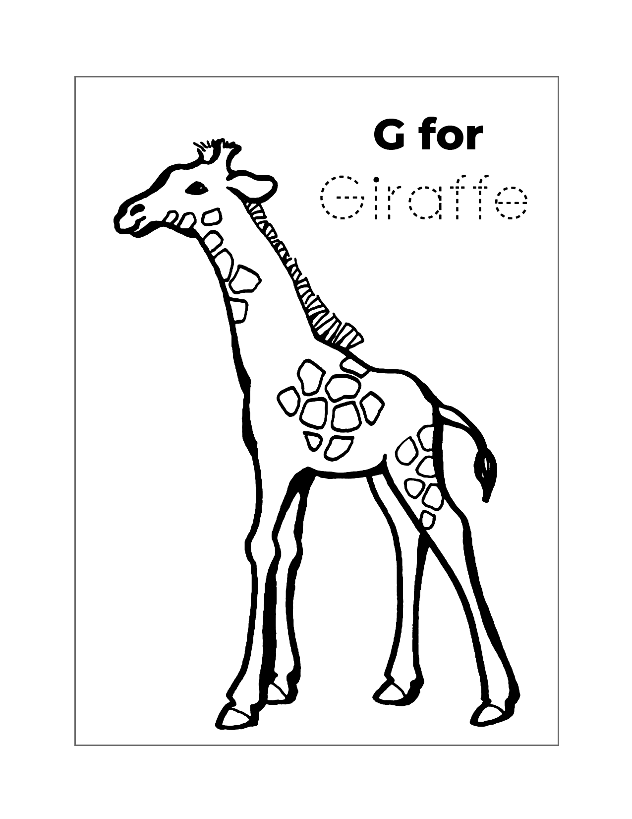 G For Giraffe Coloring Sheet