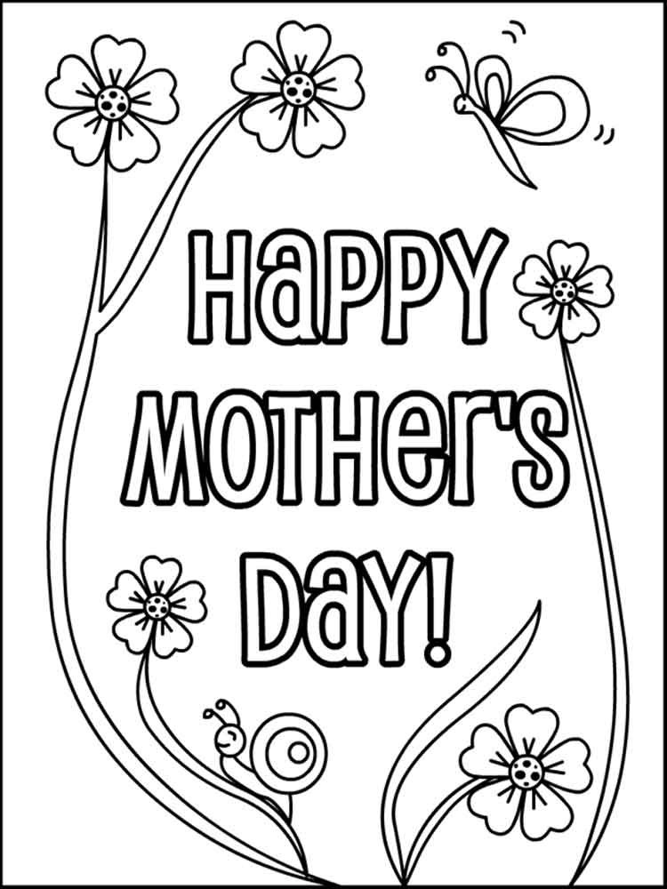 Happy Mothers Day Coloring Page Flowers