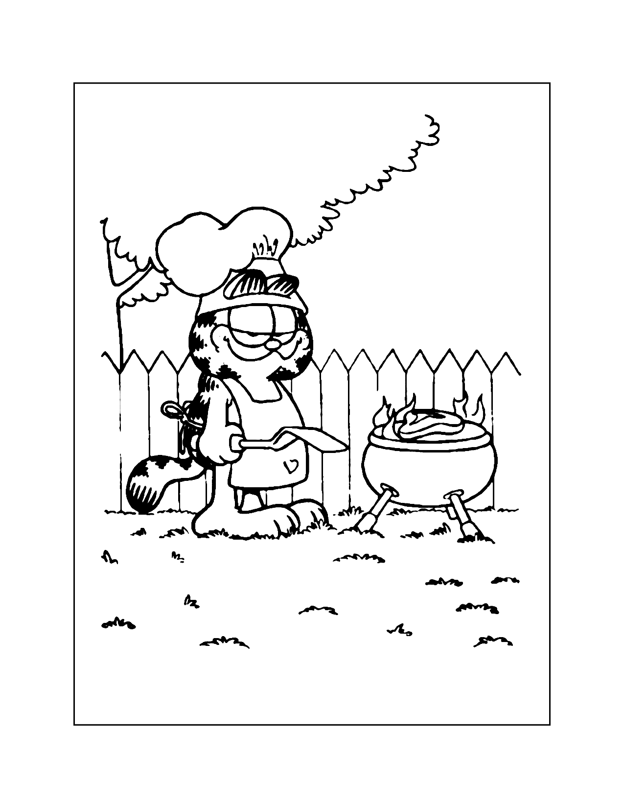 Garfield Barbeque Coloring Page