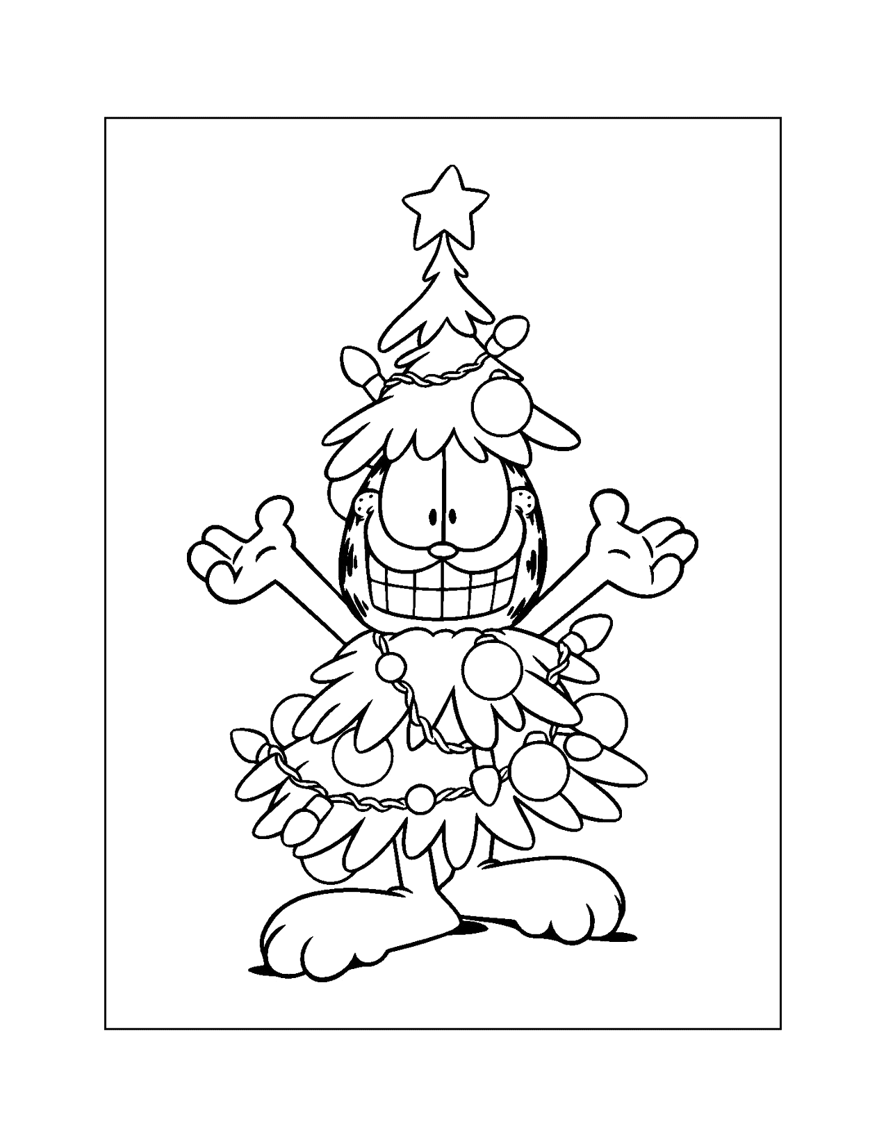 Garfield Christmas Tree Coloring Page
