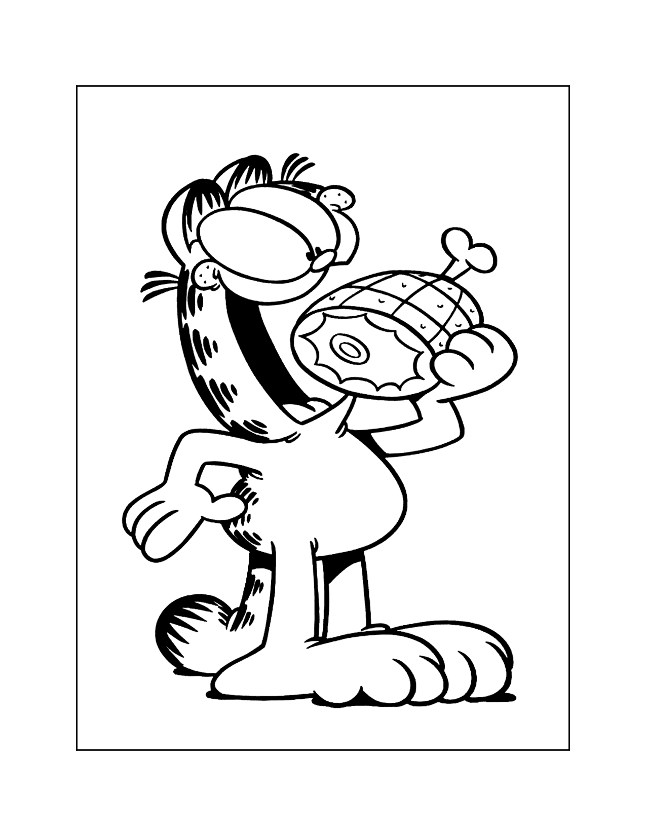 Garfield Eating A Ham Coloring Page